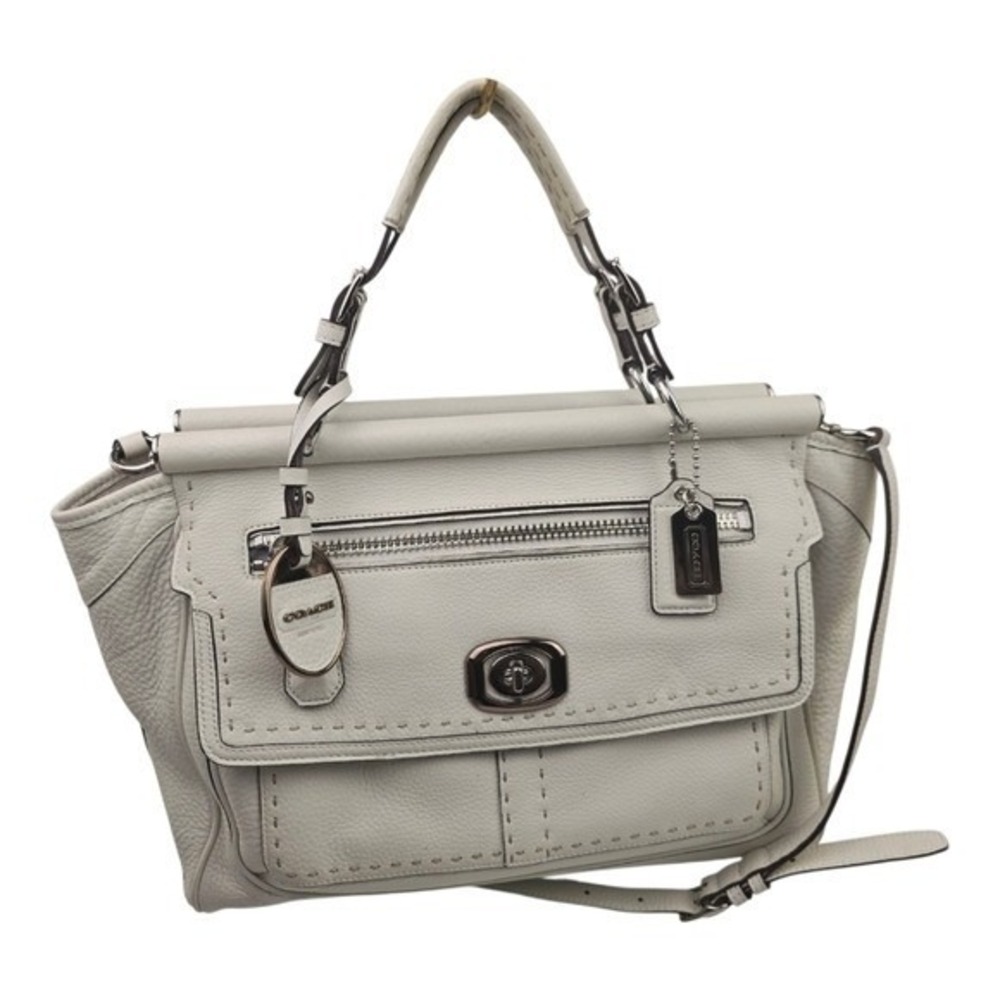 Coach Pinnacle Louisa Satchel Shoulder Bag Leather White Crossbody